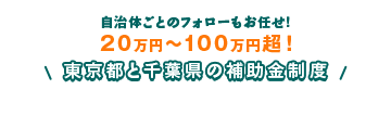 自治体ごとのフォローもお任せ！20万円〜100万円超！東京都と千葉県の補助金制度